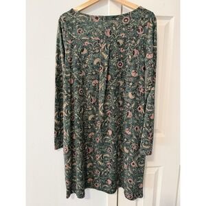 Peruvian Connection Orla Dress Sz M Pima Cotton Floral Boho Shift Fall Long Slv